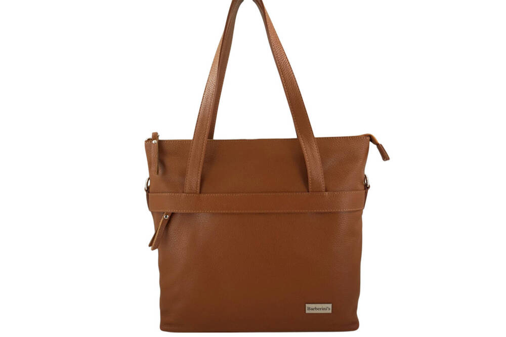 Torebka ze skóry licowej damska Barberini's 996-12 shopper bag A4 jasnobrązowa - cecha produktu