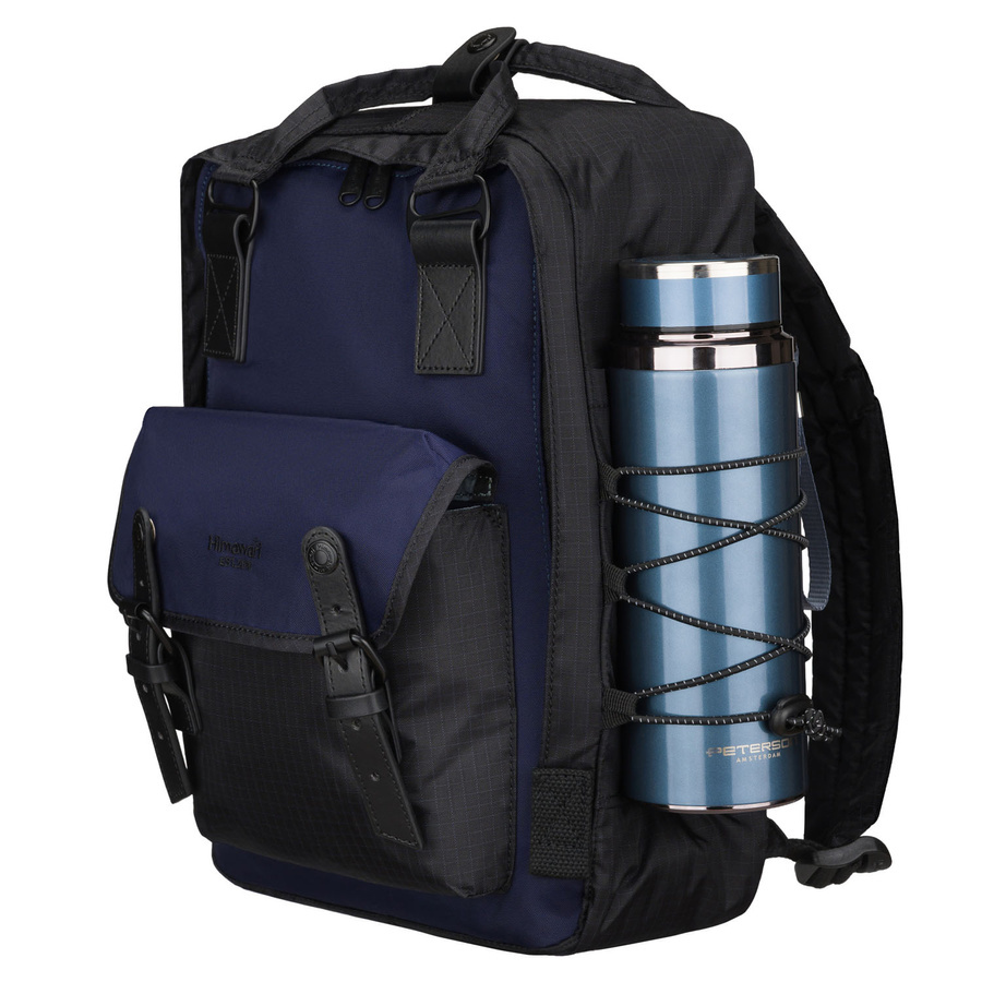 Boczna kieszeń czarno-granatowego plecaka Himawari 188L-86