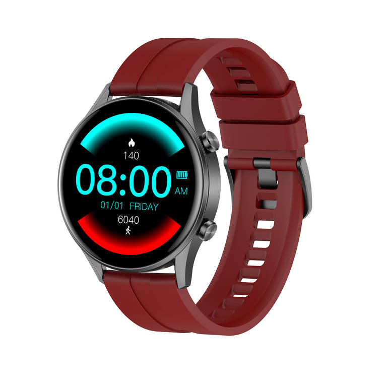 Czarno-czerwony smartwatch męski G. Rossi SW019-3 - smartwatch pod kątem z tarczą sportową