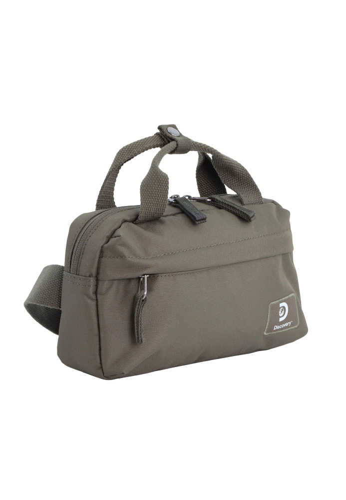 Torba crossbody z materiału unisex Discovery Cave D00813 z rączką khaki - widok z przodu