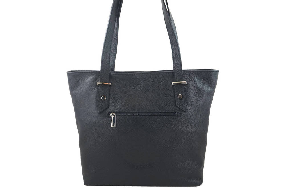 Torebka ze skóry licowej damska Barberini's 923-1 shopper bag A4 czarna - cecha produktu
