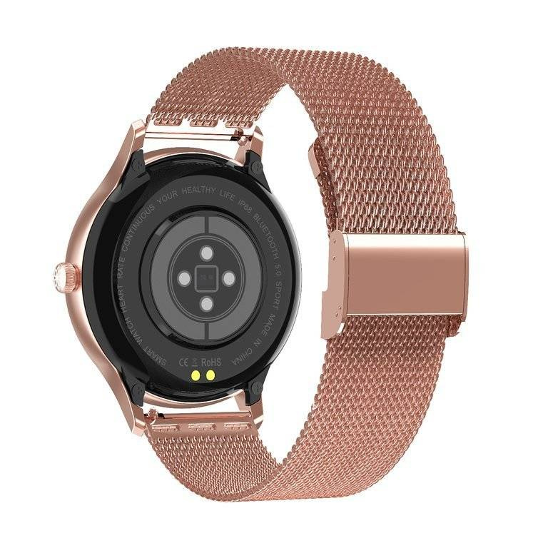 Biały z różowym złotem smartwatch damski Pacific 18-2 - tył koperty z czujnikami
