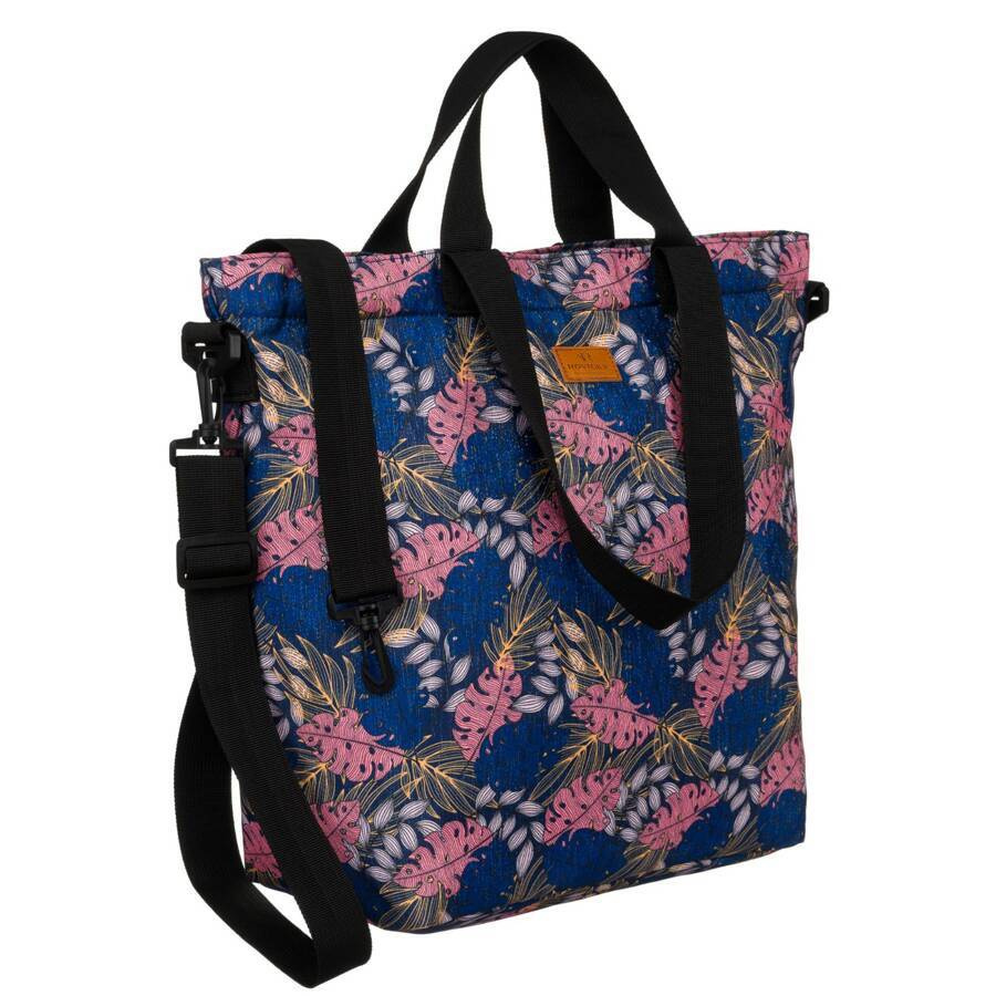 Wielokolorowy shopper Rovicky R-TZ15605 w różowe liście