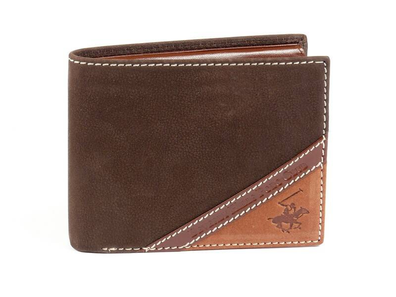 Elegancki skórzany portfel męski brązowy - Beverly Hills Polo Club BH-371 MA - widok zewnętrzny