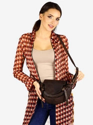 Skórzana listonoszka damska torebka na ramię ciemnobrązowa - Marco Mazzini v82c