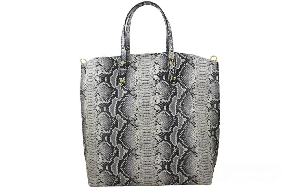 Torebka skórzana ze wzorem węża damska Barberini's 964-2 shopper A4 beżowa - cecha produktu