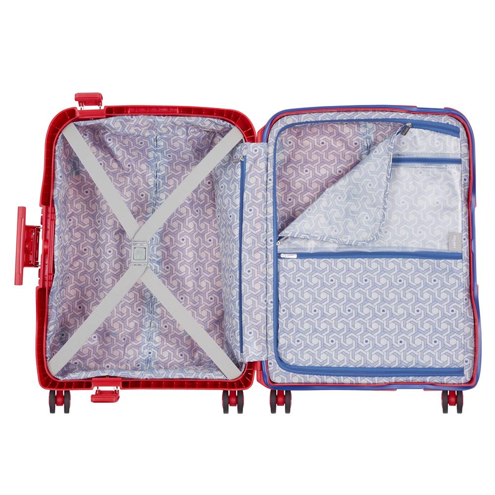 Walizka z polipropylenu unisex Delsey Moncey twarda kabinowa 55 cm czerwona - widok frontu i bryły