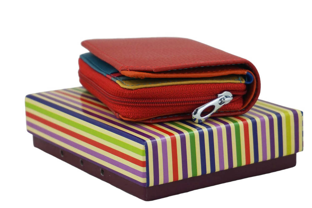 Portfel ze skóry licowej damski Barberini's D-8304-13 podwójny czerwony - cecha produktu