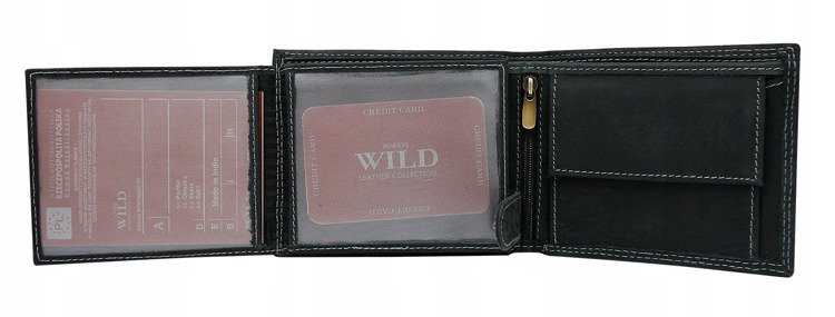 Otwarty czarny portfel Always Wild N992-JEANS - przegródki na karty i dokumenty