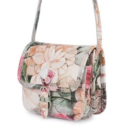 Skórzana mała torebka damska listonoszka w kwiaty - Beltimore K66