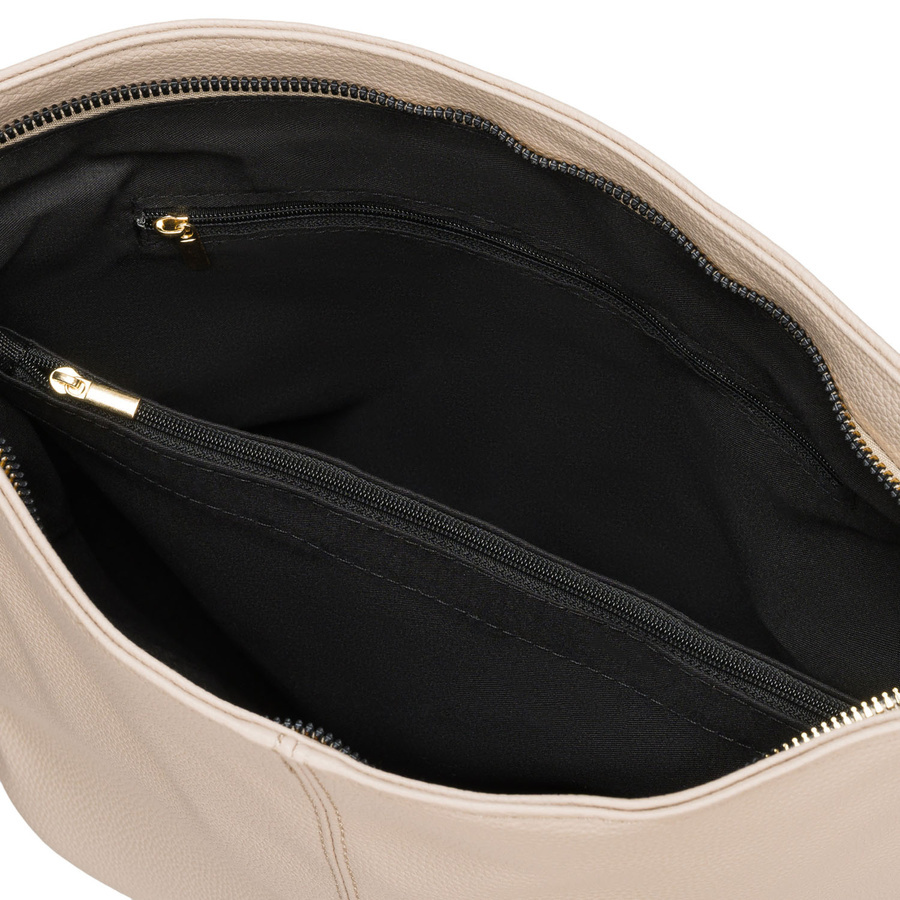 Torebka ze skóry ekologicznej damska Peterson JK6-06 listonoszka crossbody średnia beżowa - pasek i zapięcie