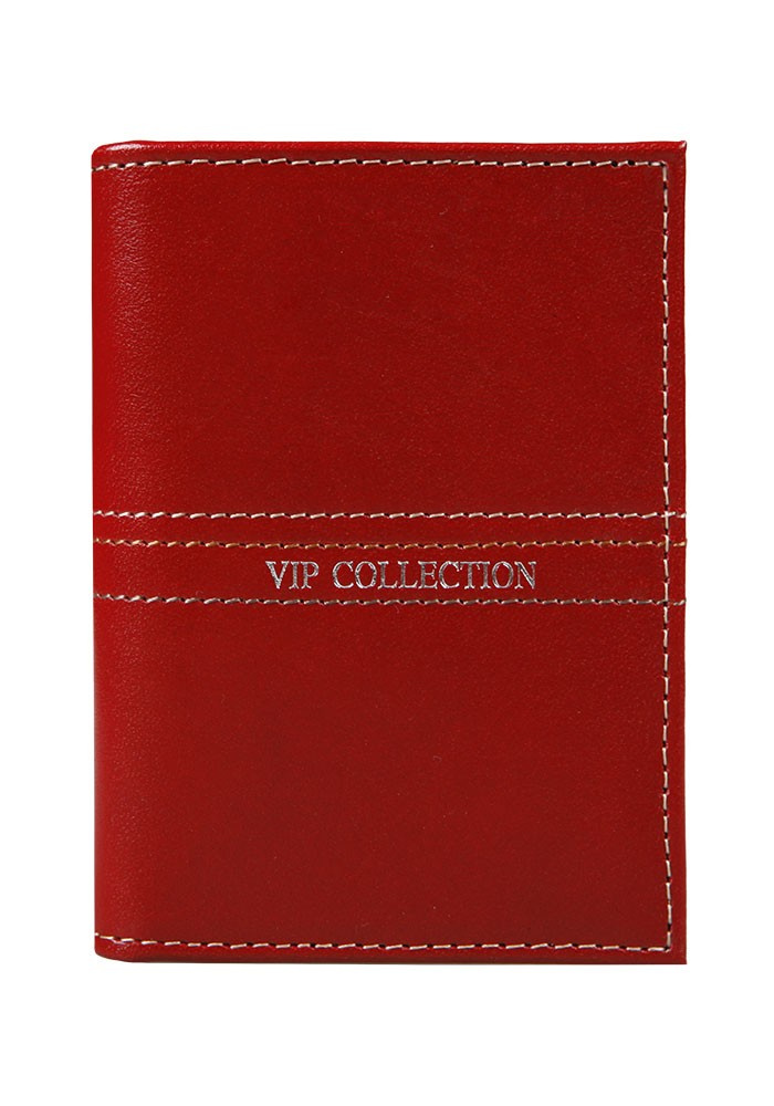 Czerwony wizytownik Vip Collection Palermo 15 z napisem marki na przeszytym poziomym pasie