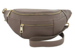 Torebka z licowej skóry damska Barberini's 935/1-9 nerka saszetka crossbody ciemnobeżowa