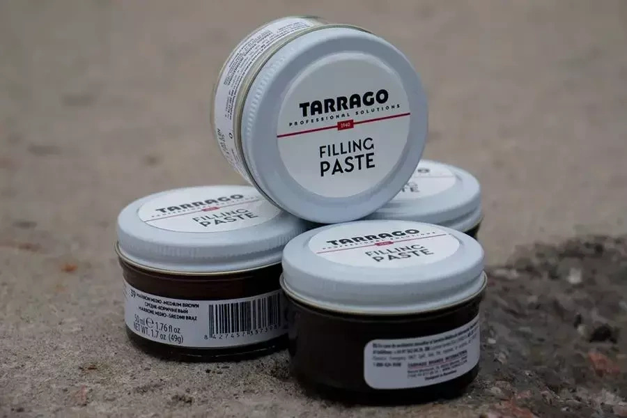 Pasta do skór gładkich Tarrago ciemnobrązowa - kilka słoików Filling Paste w ciemnych odcieniach brązu