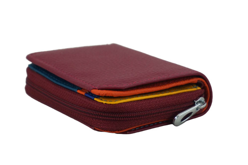 Portfel ze skóry licowej damski Barberini's D-8304-14 podwójny fuksja - cecha produktu