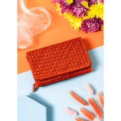 Elegancki portfel damski na karty pomarańczowy RFID - Rovicky R-N19-ZPT