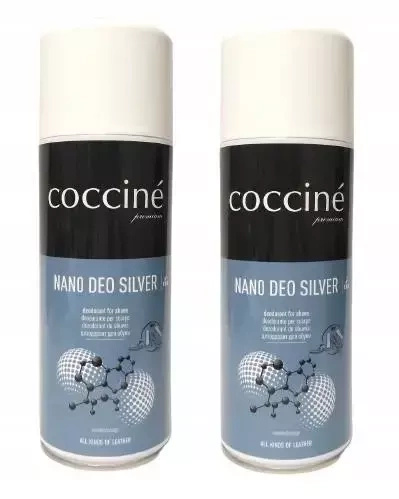 Dezodorant do butów Coccine - dwie puszki Nano Deo Silver, etykieta deodorant for shoes, All kinds of leather