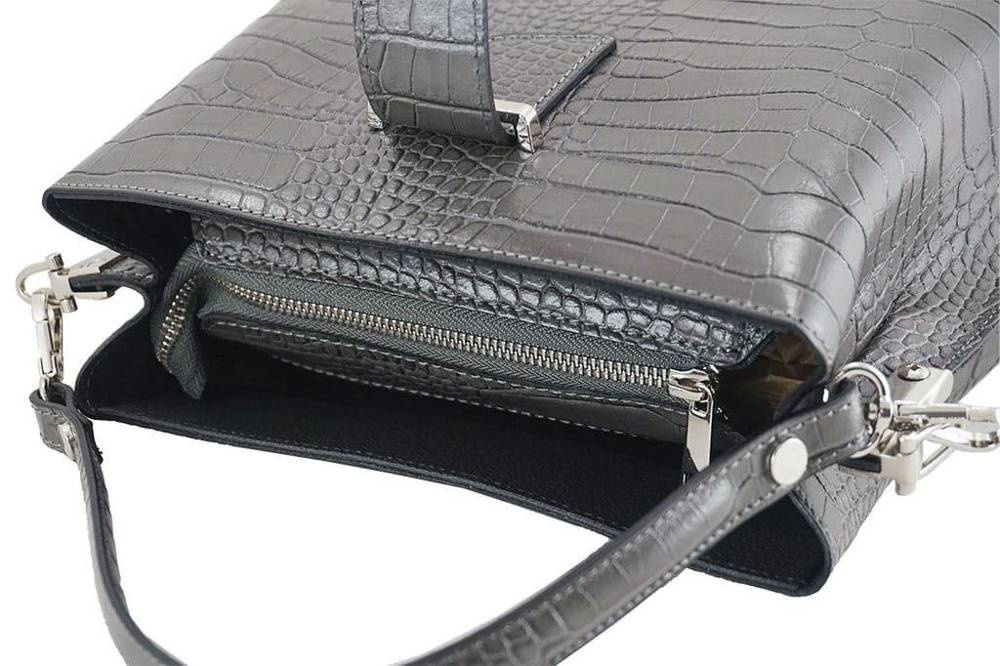Torebka ze skóry naturalnej damska Barberini's 752/2-6 listonoszka croco mała brązowa - cecha produktu