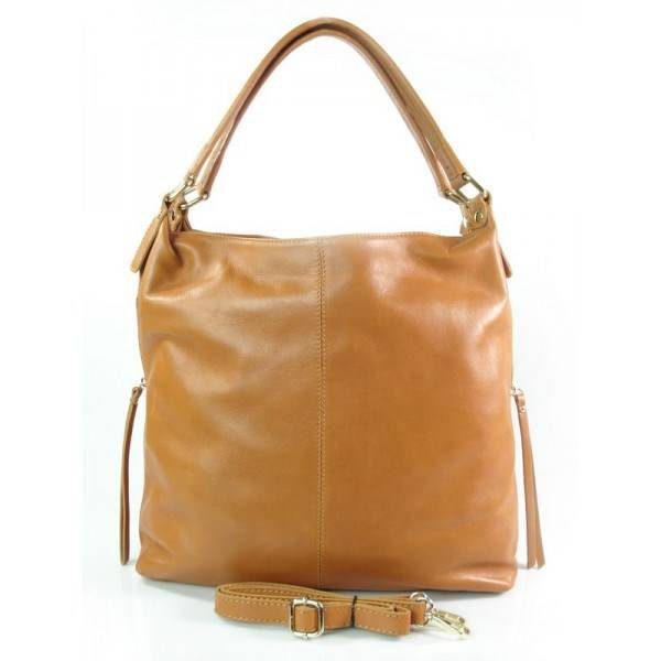 Torebka skórzana damska Vera Pelle W678C worek shopper A4 camel - widok ogólny produktu