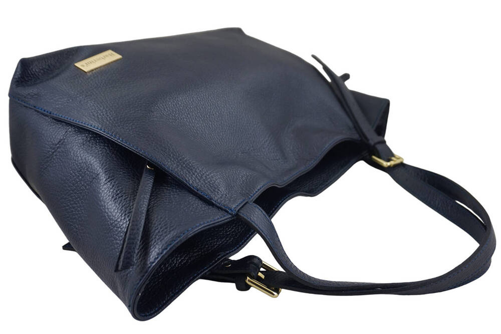 Torebka ze skóry licowej damska Barberini's 987-4 shopper A4 granatowa - cecha produktu
