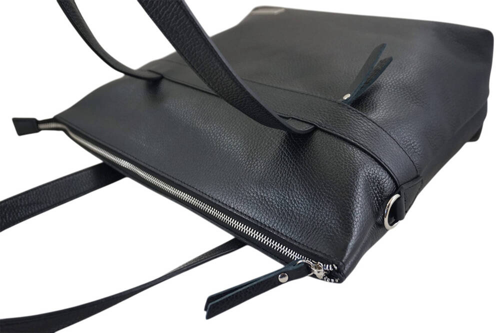 Torebka ze skóry naturalnej damska Barberini's 996-1 shopper bag A4 czarna - cecha produktu