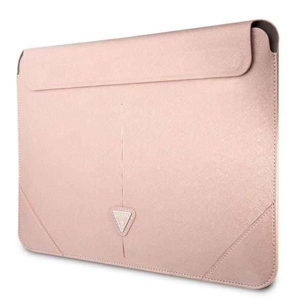 Pokrowiec na laptopa ze skóry ekologicznej unisex Guess Saffiano Triangle sleeve różowy - cecha produktu