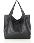 Skórzana torebka damska miejski shopper bag czarny - MARCO MAZZINI v102d