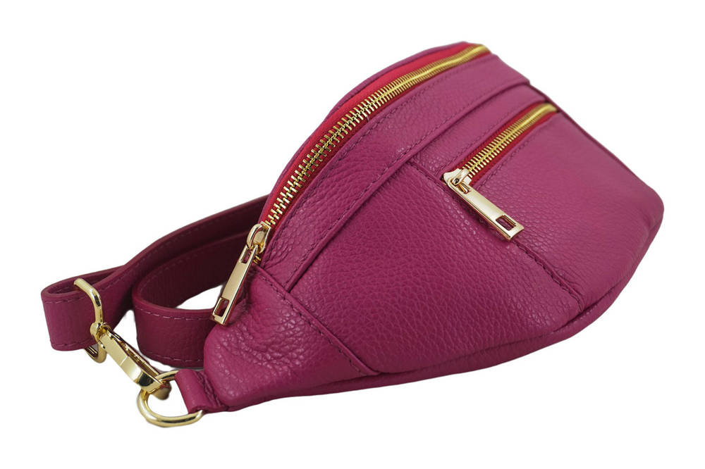 Torebka ze skóry naturalnej damska Barberini's 935/1-14 nerka saszetka crossbody fuksja - cecha produktu