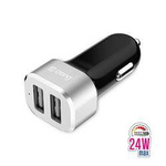 Ładowarka samochodowa 2xUSB 2.4A (aluminium) Crong Power Car Charger 24W