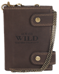 Skórzany portfel męski z mosiężnym łańcuchem brązowy Always Wild 2901-BIC
