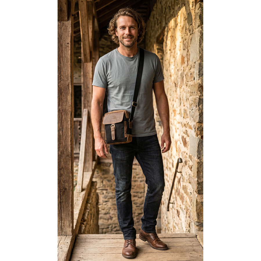 Listonoszka ze skóry naturalnej męska Always Wild AW-S02-MHC crossbody czarno-brązowa - cecha produktu