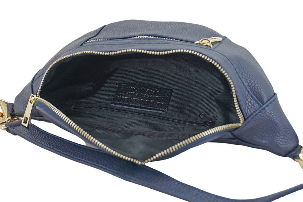 Torebka z licowej skóry damska Barberini's 935/1-4 nerka saszetka crossbody granatowa - cecha produktu