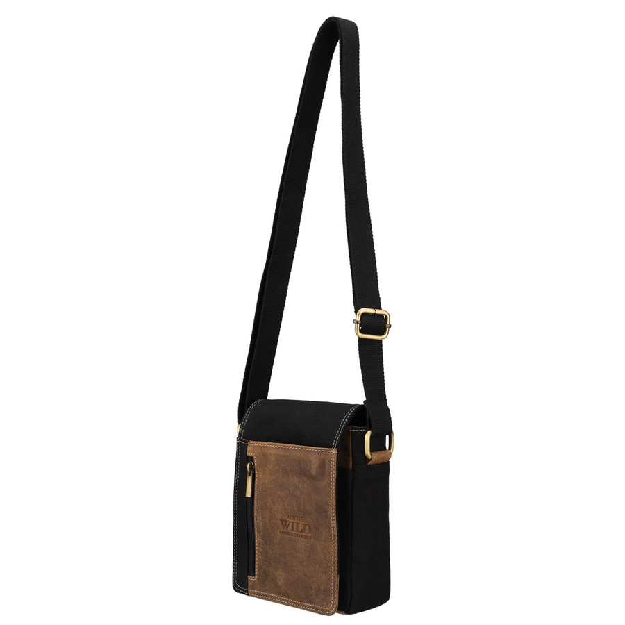 Torba skórzano-canvasowa męska Always Wild AW-MN10S-MHC listonoszka czarno-brązowa - cecha produktu