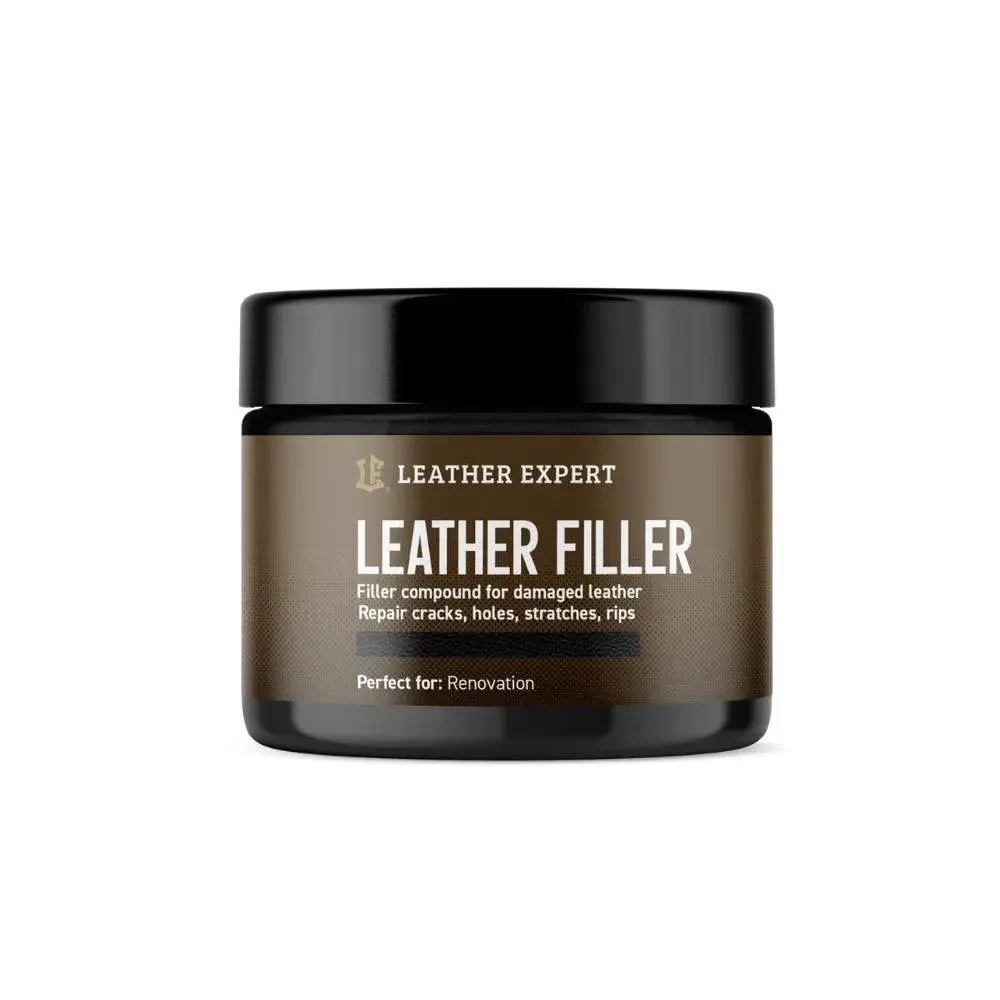 Pasta do skóry Leather Expert czarna - słoiczek Leather Filler z przodu