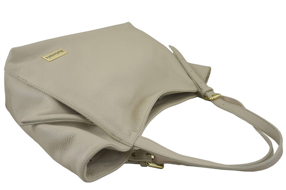 Torebka ze skóry licowej damska Barberini's 987-10 shopper A4 jasnobeżowa - cecha produktu