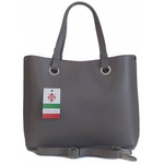 Torebka skórzana damska Vera Pelle VOM65G shopper bag A4 szara