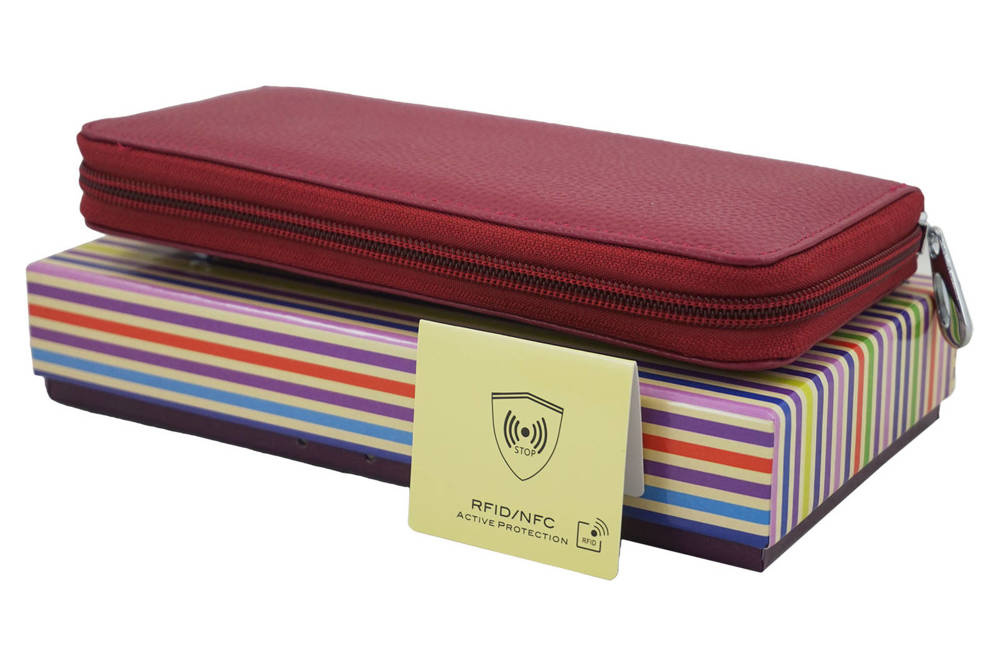 Portfel ze skóry damski Barberini's D-8603-14 na zamek fuksjowy kolorowy - cecha produktu