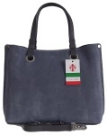Torebka skórzana zamszowa damska Vera Pelle VOM33G shopper bag A4 szara