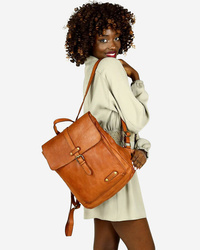 Skórzany plecak damski miejski camel vintage - MARCO MAZZINI v135b