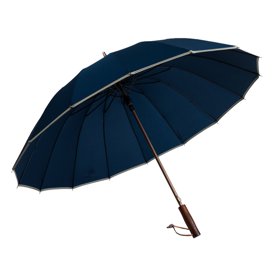 Granatowy parasol Peterson UMB-02L z drewnianą rączką