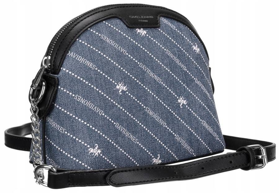 Niebieska półokrągła listonoszka damska David Jones CH21050 z monogramem