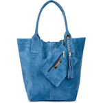 Torebka damska shopper zamszowa Vera Pelle L82 jeansowa