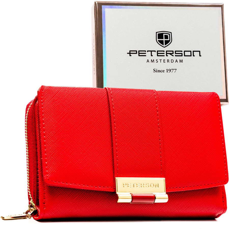 Czerwony portfel Peterson 0015-SAF saffiano