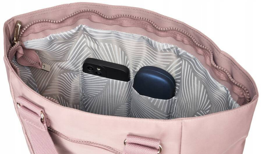 Wnętrze liliowego shoppera Peterson 3301-CO z kieszeniami