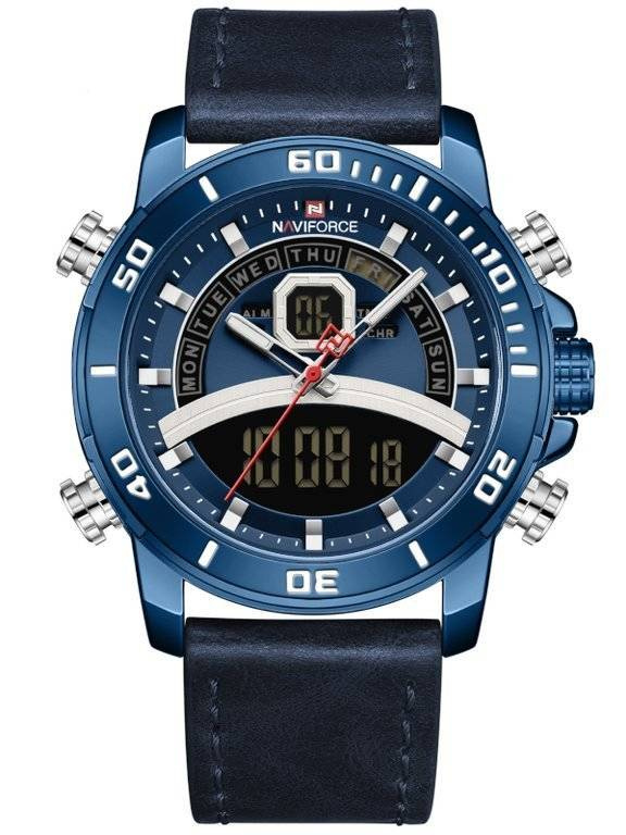 Niebieski zegarek męski Naviforce NF9181L - zegarek z przodu na białym tle