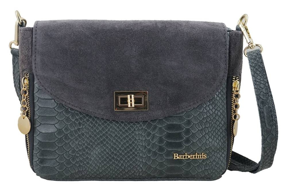 Torebka ze skóry naturalnej damska Barberini's 896-28 listonoszka croco mała ciemnoszara - cecha produktu
