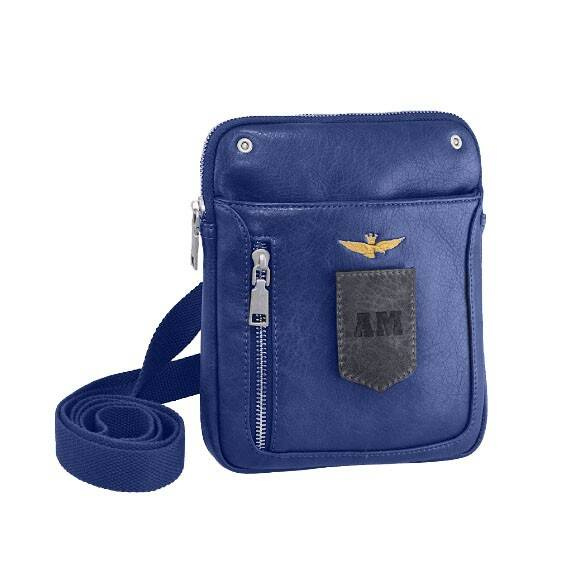 Niebieska torba Aeronautica Militare AM-470 ze skóry ekologicznej