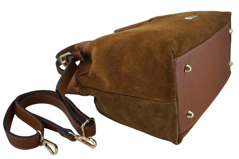 Torebka zamszowa skórzana damska Barberini's 1028-12 shopper mała jasnobrązowa - cecha produktu