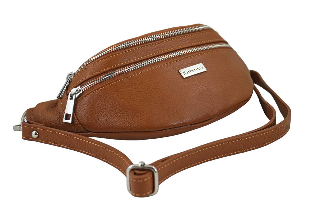 Saszetka ze skóry naturalnej damska Barberini's 985-12 nerka crossbody jasnobrązowa - cecha produktu