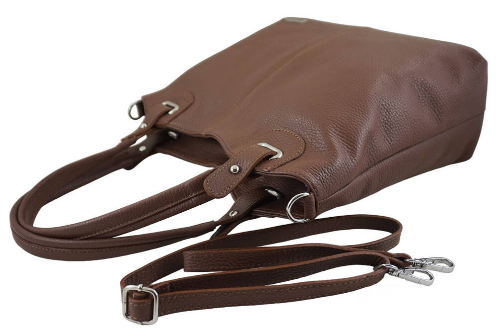 Torebka ze skóry licowej damska Barberini's 982-6 shopper A4 brązowa - cecha produktu